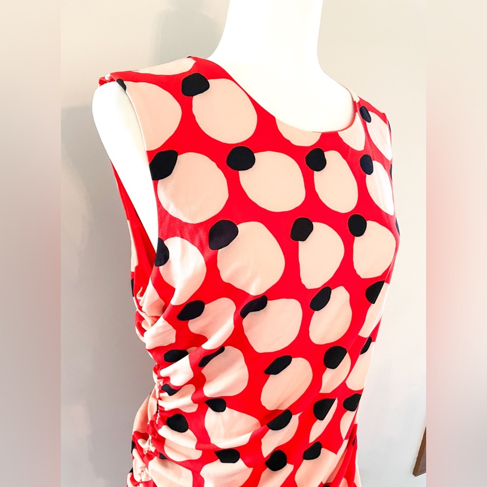NWT Anthropologie Hutch Sleeveless Shirred Asymmetrical Ruffle-Hem Dress Polka - Picture 3 of 14
